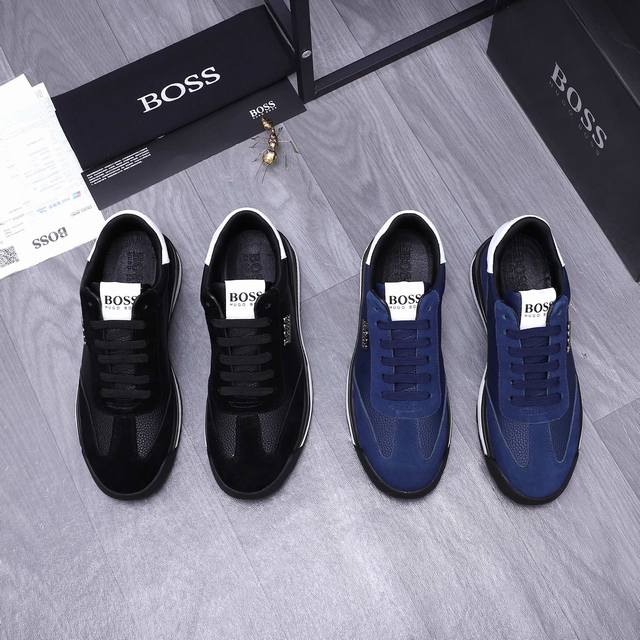 商品商标： Ｂｏｓｓ 休闲鞋 正码码数: 38-44 商品材料：精选牛皮拼接鞋面 牛皮鞋垫 透气网内里 橡胶大底